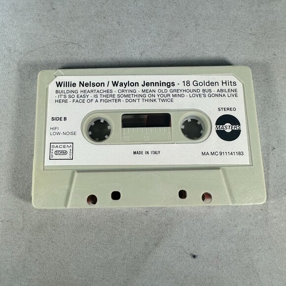 Willie Nelson & Waylon Jennings - 18 Golden Hits Cassette Tape Made In Italy - Picture 3 of 4